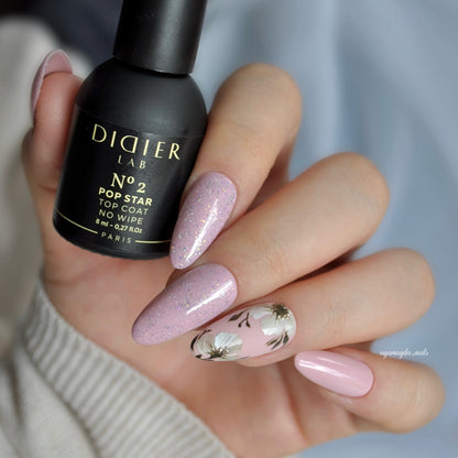 Didier Lab "Pop Star" Top Coat No Wipe csillogó fedőzselé, No.2, 8ml