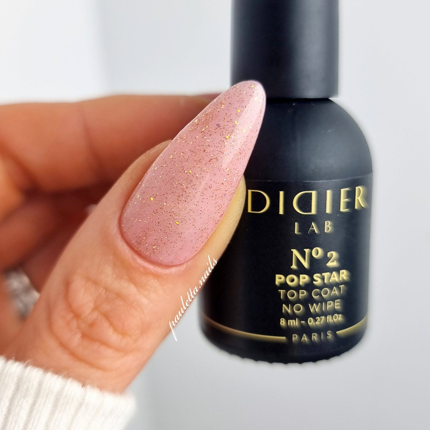 Didier Lab "Pop Star" Top Coat No Wipe csillogó fedőzselé, No.2, 8ml