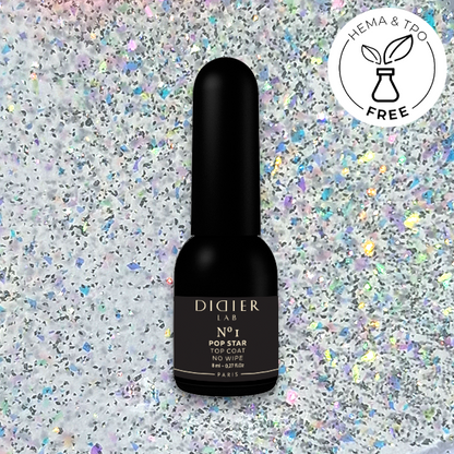 Didier Lab "Pop Star" Top Coat No Wipe csillogó fedőzselé, No.1, 8ml