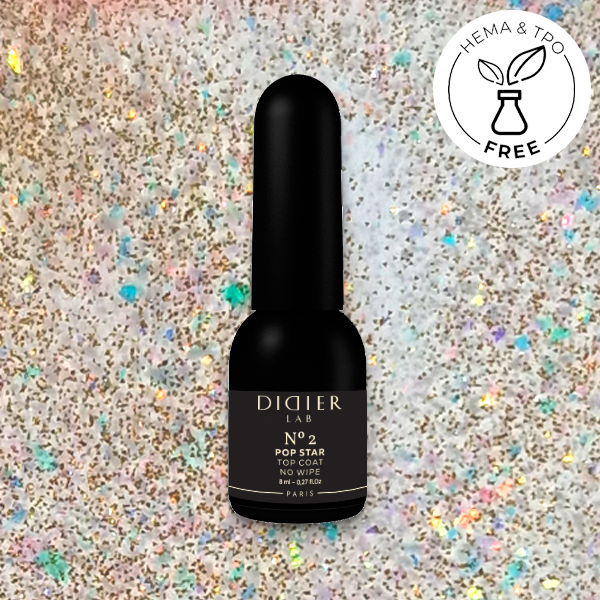 Didier Lab "Pop Star" Top Coat No Wipe csillogó fedőzselé, No.2, 8ml