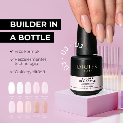 Didier Lab Builder in a Bottle ecsetes építőzselé, Natural Skin, 15ml