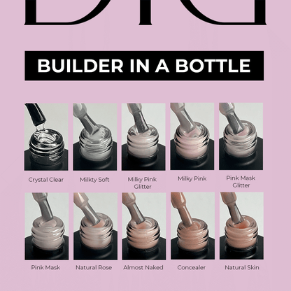 Didier Lab Builder in a Bottle ecsetes építőzselé, Pink Mask Glitter, 15ml