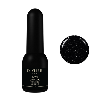 Didier Lab Top Coat Glitter No Wipe glitteres fedőlakk, No.2, 10ml