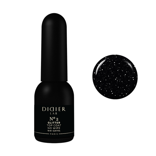 Didier Lab Top Coat Glitter No Wipe glitteres fedőlakk, No.2, 10ml